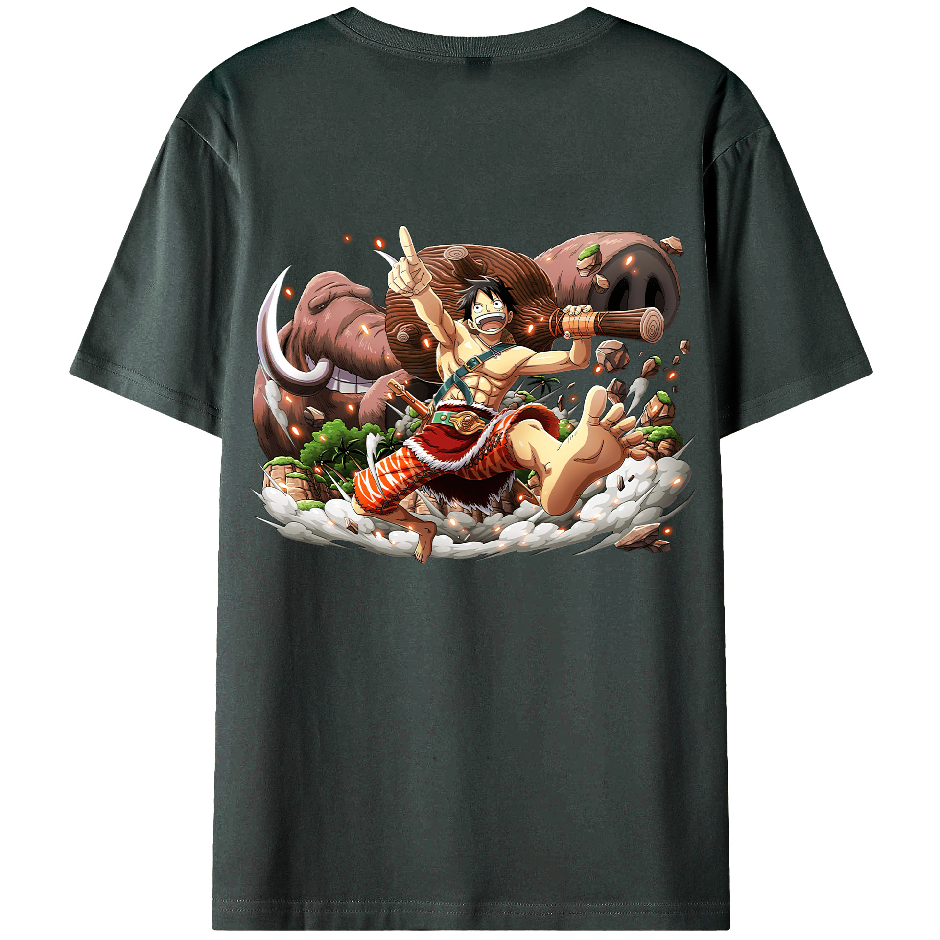 ワンピース モンキー・D・ルフィ ONE PIECE Monkey D. Luffy 綿100％ メンズ半袖Tシャツ（バックプリント） 通気性